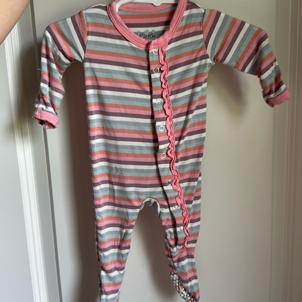 Striped Pattern Kickee Pants Footie